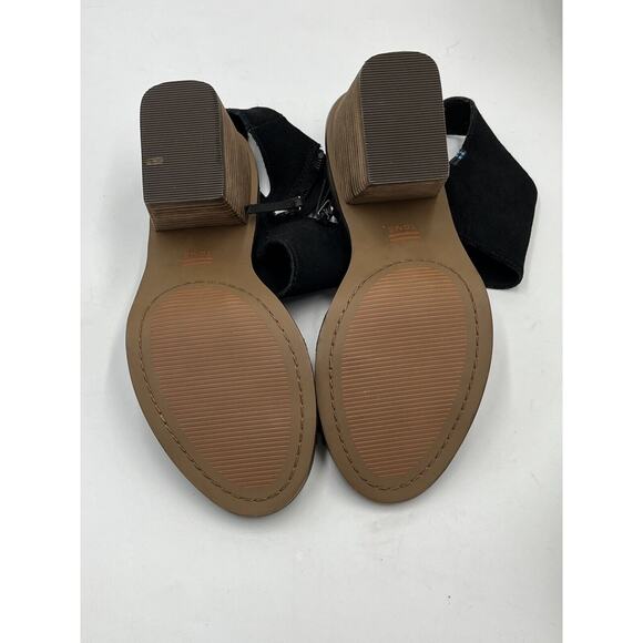 Tom's Majorca Black Suede Cutout Block Summer Stacked Heel Sandal Sz 8.5/39 - Picture 6 of 15